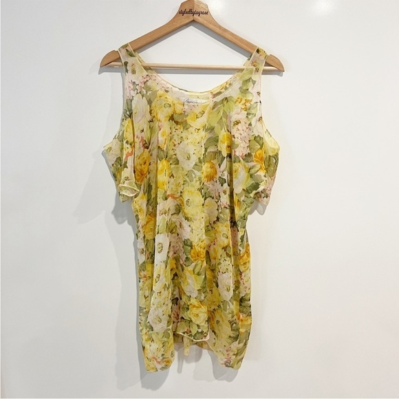 Lovers + Friends Yellow Floral Cold Shoulder Tunic Mini Dress - Picture 1 of 9